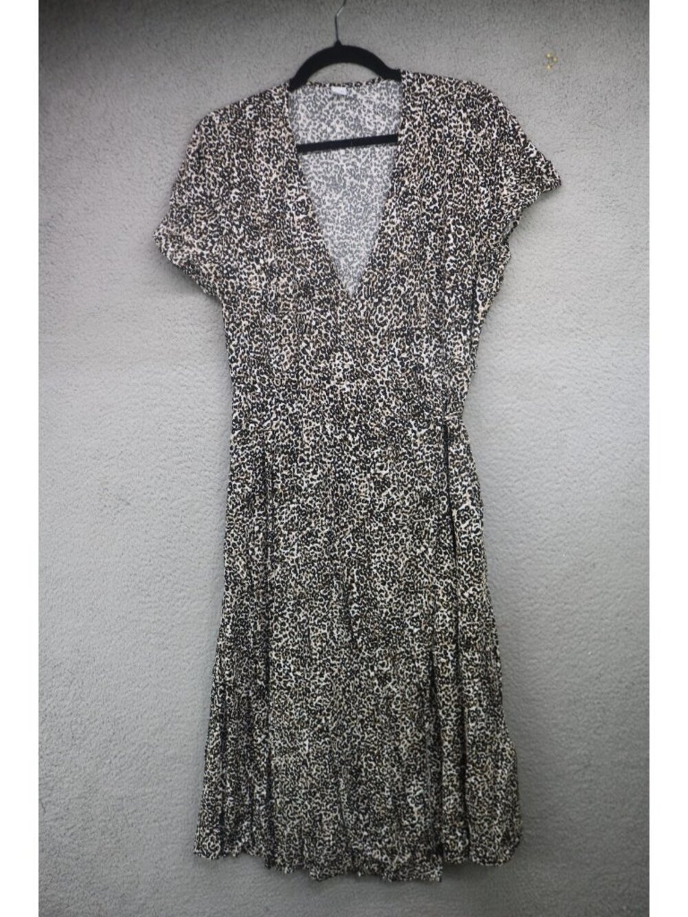 Old Navy Animal Print Wrap Midi Dress-Large-Slinky-Rayon-Soft-Summer-Classic